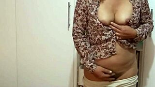 She strips at home knowing stepson watches and jerks off to her huge curves and hairy beaver