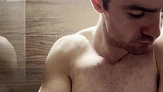 i trim my sweaty hairy armpits chest and arms post-gym for next week's photoshoot backstage