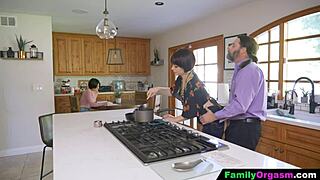 hey dad, fuck your stripper daughter while she cooks and rides your cock with wife watching