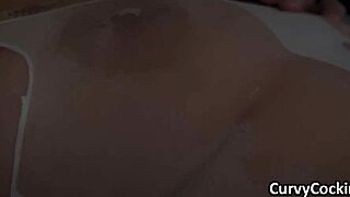 curvy blonde teen oiled up in see through suit takes monster cock massage