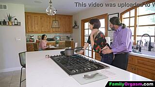 hey dad, fuck your stripper daughter while she cooks and rides your cock with wife watching
