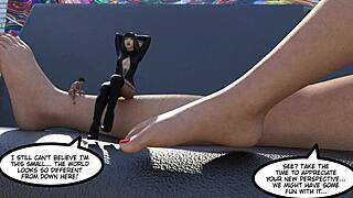 Giantess growth comic features huge tits boobs tall mini guy sex