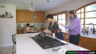 hey dad, fuck your stripper daughter while she cooks and rides your cock with wife watching