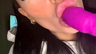 British girl explores solo toy session intimately