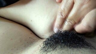 Pussy Masturbation Features Meaty Hairy Amateur Vagina Up Close