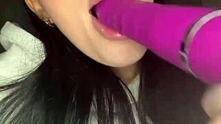 British girl explores solo toy session intimately