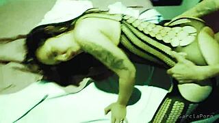 Skinny Colombian couple pounds bareback doggystyle in hot bedroom scene