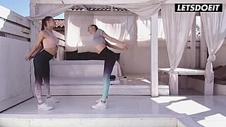 yoga turns sensual as russian lesbians kiss lick and fuck passionately