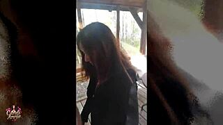 mature beauty candi annie drops to knees in forest for pov blowjob then swallows cum after wild fuck