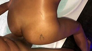 Curvy brunette flashes pierced nipples in jacuzzi before brazilian ass gets oiled and fucked
