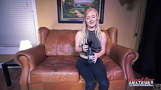 Alex and Carmen petite blondes brunette share deepthroat licks