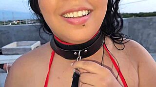 Submissive milf rooftop domination facial 😈💦👅