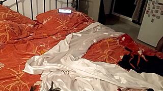 French slut in red satin bodysuit stockings heels gets intense pussy licking blowjob rimming. Hard doggystyle pounding follows.