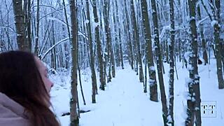 hey during our winter forest walk my pussy got filled to the limit 4k tim team