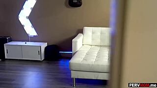 stepmom and stepdaughter team up for sloppy double blowjob on stepson