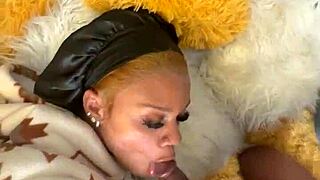 petite renity love deepthroats monster bbc then swallows every drop after nipple play