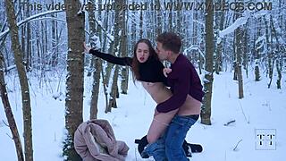 hey during our winter forest walk my pussy got filled to the limit 4k tim team