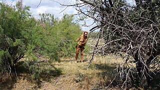 shy mature cosplay dancer in outdoor costume tease