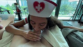 ever wonder how a nurse handles a gangbang dp from horny patients choking her tight holes??