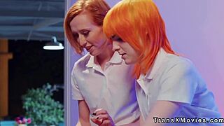 Shemales and Blonde Engage in Threesome Anal Assfucking with Big Cocks in Massage Parlor