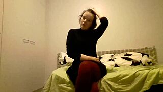 Blonde webcam amateur rips clothes off and masturbates big tits