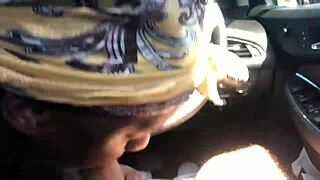 BLACK HOOKER SUCKS WHITE COCK HARD IN CAR!