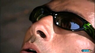 Brunette whore's outdoor porch anal facial with bent over riding cumshot