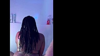 Ebony homemade amateur soaps up her thick ass and tits in steamy shower play