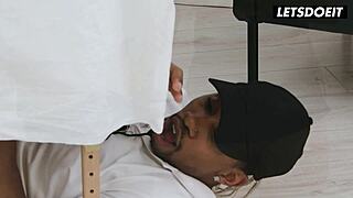 Massage Table Threesome with BBC Coach Horny Hostel Doggystyle Cum Facial
