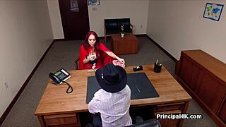Head Teacher Grinds Milf Pussy on Red Riding Hood Cosplay at Office