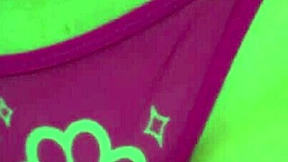 come on babe, try on these thongs while shaking that big ass and teasing my cock with your pussy lips