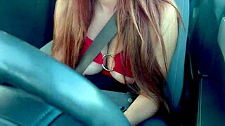 Italian milf artemisia love flashes big tits hard nipples on sexy outdoor car ride