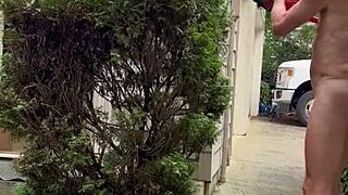 Naked Man15 Flashes Cock Ass In Garden Exhibition
