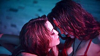 oh fuck yes, alex angel's bathroom striptease turns into ripped clothes lesbian group kissing frenzy!