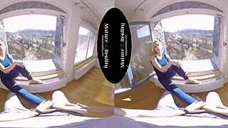 WOW BLONDE MILF GETS HER PUSSY TRAINED IN HEELS RIDE!!