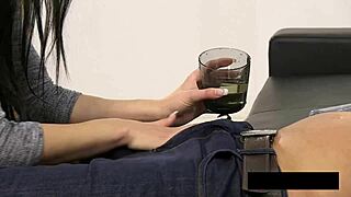 naughty adele gulps mouthfuls of piss and CUM after fingering her wet pussy