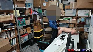 Blonde shoplifter feels so dumb getting fucked by guard