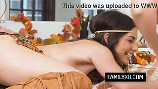 Hot stepfamily foursome gives thanks with Chanel Camryn and Tiffani Madison hardcore