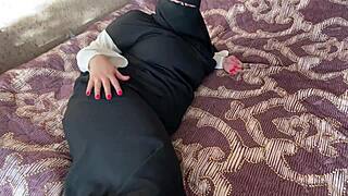 Syrian Hijab Girl Pounds Pussy Hard in Intense Interracial Creampie Sex