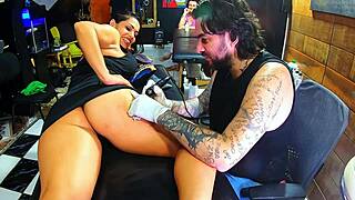 brunette milf makes tattoo artist lose control wild.