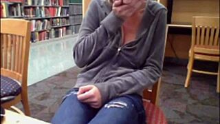 bookworm girlfriend teases webcam library masturbation secrets