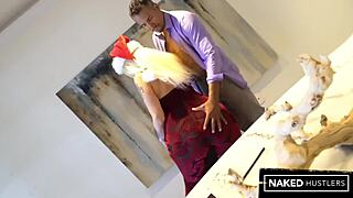 White Santa-Hat Girl's Massive Booty Shakes During Intense Backdoor Pounding
