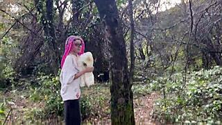 he drags teen into forest spanks her roughly fucks pussy cums in mouth she squirts