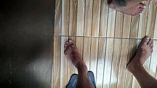 Submissive redhead wife sucks huge cock for cuck hubby then flashes ass