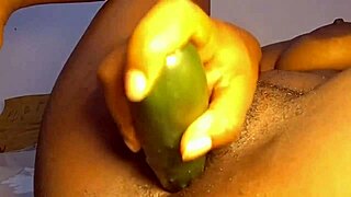 Fucking Horny Hairy Pussy Big Cucumber Dripping Wet Creampie Orgasm Solo