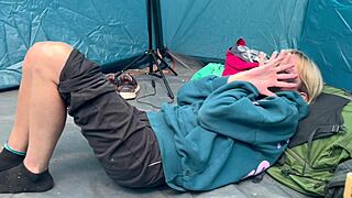 stepsister begs for real cocks after dildo camping fuck!