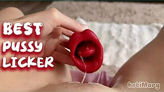 OMG pussy licker toy devours my wet clit!