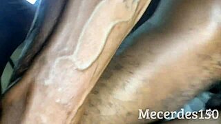 she spreads cheeks as boss's long black monster cock stretches her wet ebony pussy shaking ass