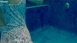 i flash my big milf tits poolside at hotel hoping voyeurs catch every bounce