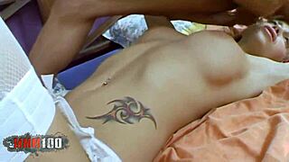 blonde spanish pornstar sonia rides jorge fernandez cock on bed till facial